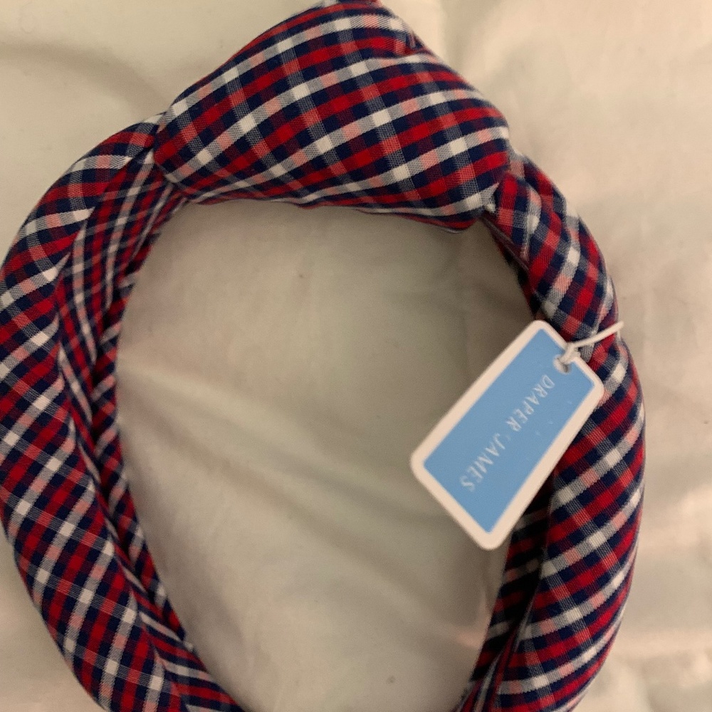 Draper James Red/White/Blue Picnic Plaid Knot Headband-NWT